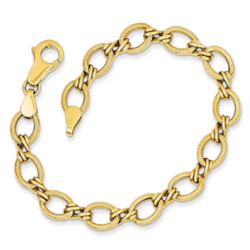 Weißgold Fancy Damen-Armband, 17,8 cm (7 Zoll)-Karabiner-JewelryWe b