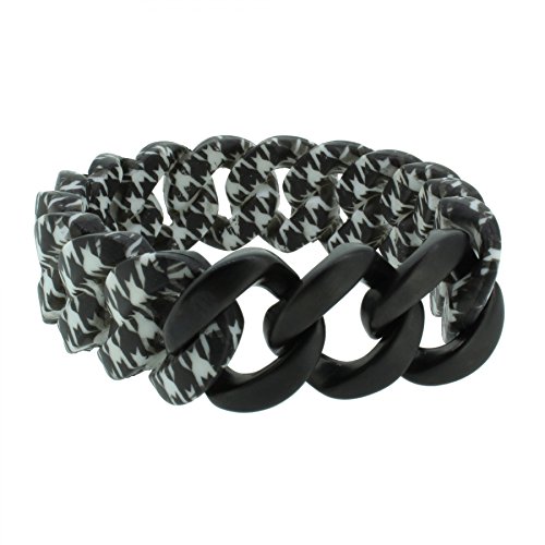 Hanse-Klunker Armband Damen ORIGINAL Silikon Muster Pepita, Edelstahl Schwarz Matt Frauen Mädchen Größe 18-19 cm inkl. Schmuck-Geschenk-Box