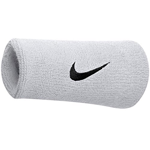 Nike Unisex Swoosh Doublewide Armbänder (EIN Paar), weiß/schwarz, Gr.