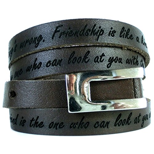 area17 Gravur Lederarmband - 70 cm mit Koppelschließe braun - mit Wunsch Gravur