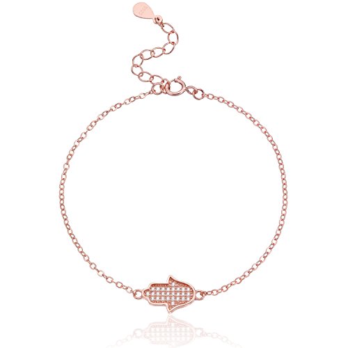 Karisma Damen Silber 925 Armband roségold Weiss Fatima Hand Zirkonia Länge bis 19cm