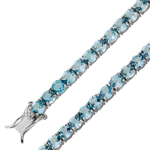 Ch.Abramowicz Tennisarmband Silber 925 Blautopas Edelsteine rhodiniert poliert 21
