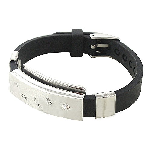 Bionic Positive Energy Ionen Silikon Magnetarmband Energetix 4you 602 Jupiter gravierbar poliert 8 Swarovski Crystals Größe S - XL