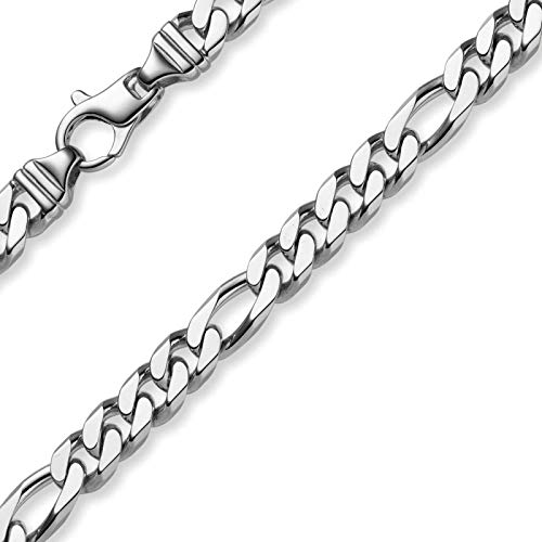 8mm Armband Armkette Figarokette diamantiert 585 Gold Weißgold, 22cm