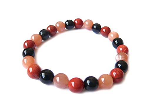 STEINBOCK: Obsidian Mondstein Jaspis rot Edelstein Sternzeichen Armband DisplayLength 22