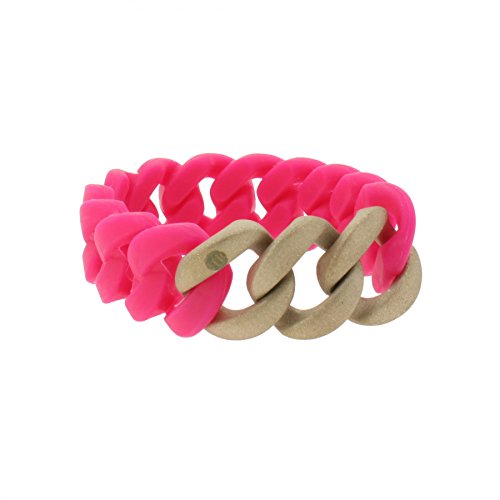 Hanse-Klunker Armband Damen ORIGINAL Silikon Pink, Edelstahl Rosegold Sandgestrahlt Frauen Mädchen Größe 19-20 cm inkl. Schmuck-Geschenk-Box