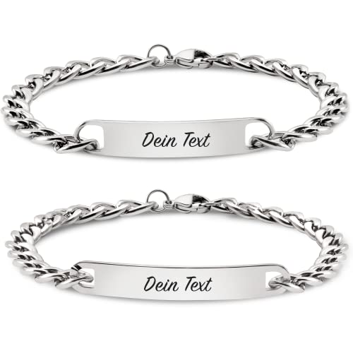 CV couplevibes Partnerarmband mit Gravur | Armband mit Gravur | Personalisierte Armbänder für Pärchen | Partnerarmbänder I Freundschaftsarmband (Silber)