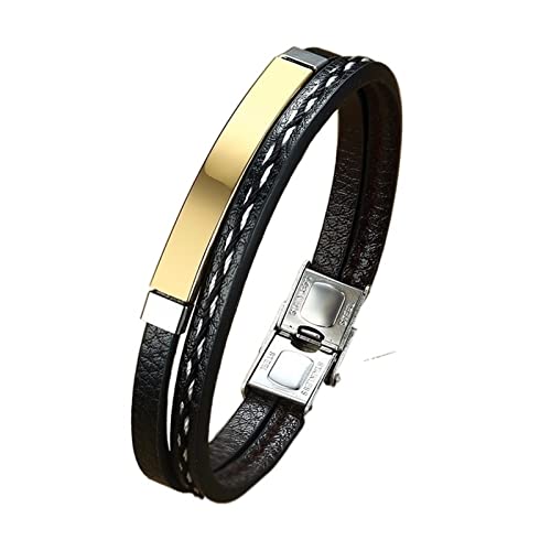 ZKCASA Damen Armbänder Weave Bracelet Leisure Color Contrast Stainless Steel Bangle (Color : Gold)