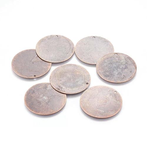 10 Stück rote Kupfer Messing Metall Hundemarke Anhänger Runde Stanzrohlinge 34mm-Standard