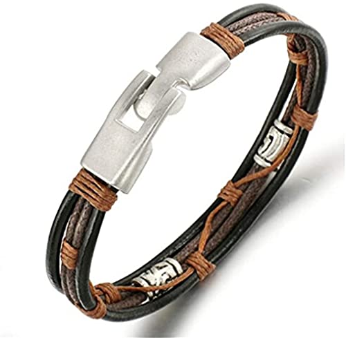 Herren Vintage Pu Leder Armband Braun Seil Armband Armreif (Mehrfarbig)