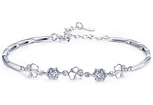 Carry stone 1 x Armband fürFrauen justierbarer Schmucksache-Klee-Zirkon- Blumen-Armband-hängende Kettendame Bracelet Love Gift