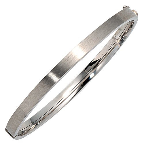 Jobo Damen-Armreif aus 9 Karat 375 Weißgold matt oval 19 cm