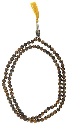 Mala Tigerauge mit Buddha-Kopf 7mm - Gebetskette