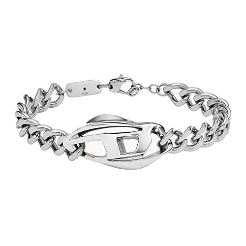 Diesel Herren Silber-Ton Edelstahl Armband, DX1413040