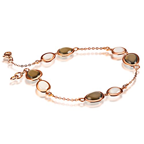 Goldmaid Damen-Armband Mondstein 585 Rotgold grau Diamant 21 cm-Fa A7370RG