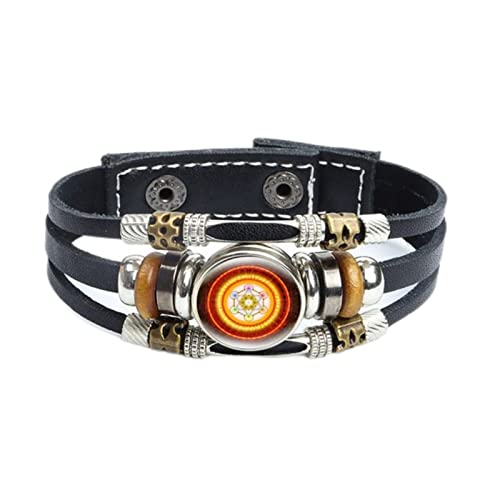 CHUNNUAN Mysterious Metatron Cube Armband Heilige Geometrie Blume des Lebens Glas Druckknopf Geflochtene Lederarmbänder Damen Herren Schmuck Stil 3