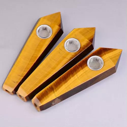 Natürlicher Bergkristall-Spitzstab, Raucherstein, Obelisk – Nr. 16 – Tigerauge, Jadestein