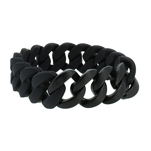 Hanse-Klunker Armband Herren ORIGINAL Silikon Schwarz, Edelstahl Schwarz Matt Armreif Armkette Männer Jungen inkl. Schmuck-Geschenk-Box