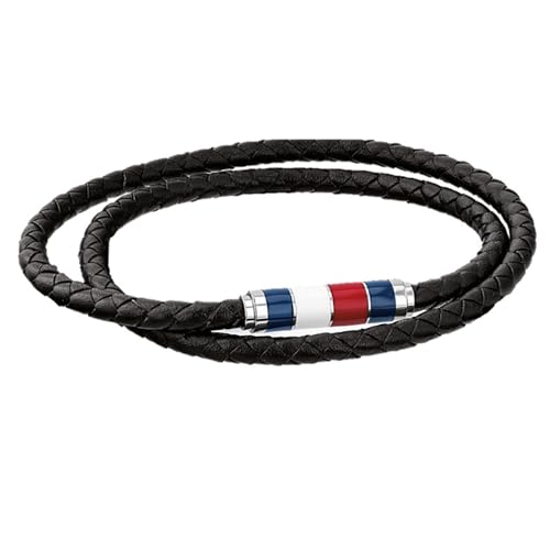 Tommy Hilfiger Jewelry Armband für Herren mit Schwarzem Geflochtenem Leder in Doppelschlaufe - 2790056