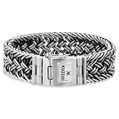 Kuzzoi Silberarmband Herrenarmband aus massivem 925er Sterling Silber, Breite 20 mm, Länge 21 cm, 335104-021