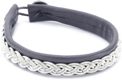 Pilgrim Jewelry Damen Armband aus Serie Leather Bracelets versilbert grau 18.0 cm 251236912