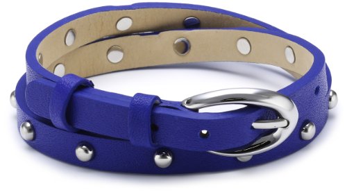 Esprit Damen Armband Edelstahl Leder 38 cm blau ESBR11335G380