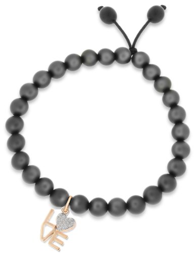 Carissima Gold Damen 9k (375) Rotgold 0.05ct Diamant 'Love' und Onyx Armband 17 cm/6.7zoll 1.28.573G