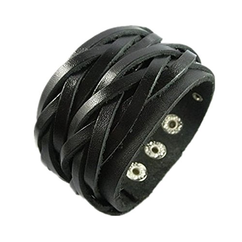 Jirong Fashion Punk einstellbare Leder-Armband Armband - Ideal für Männer, Frauen, Teens, Jungen, Mädchen Sl2460 (Schwarz)