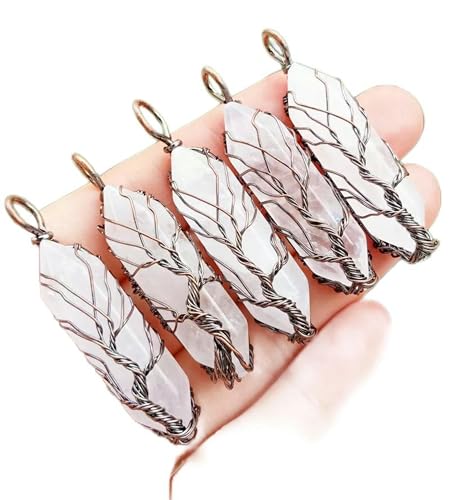 5 Stück Bergkristall Edelsteine Stein Lebensbaum Anhänger - Standard