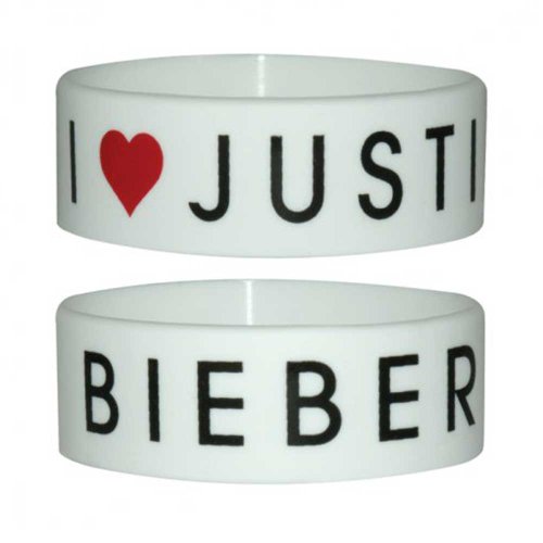 Justin Bieber   I Heart   Armband für Sammler   Wristbands   Breite: 24mm, Durchmesser: 65mm, Dicke: 1mm