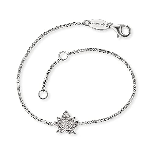 Engelsrufer Damen-Armband aus 925 Silber mit Lotusblüte und weißen Zirkonia, ERB-LILLOTUS-ZI