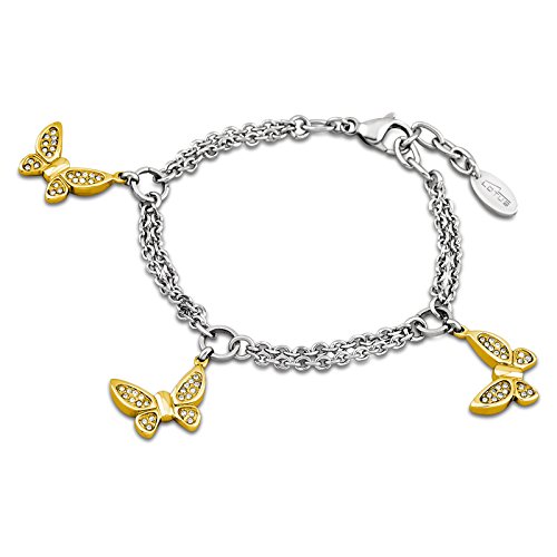 Lotus Style Damen-Armband Schmetterlinge Edelstahl Bicolor Zirkonia LS1529-2/2