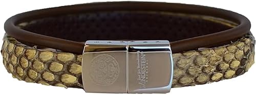  Premium Ledearmband Unisex Python   Edelstahl, braunes Kautschuk Anstellband