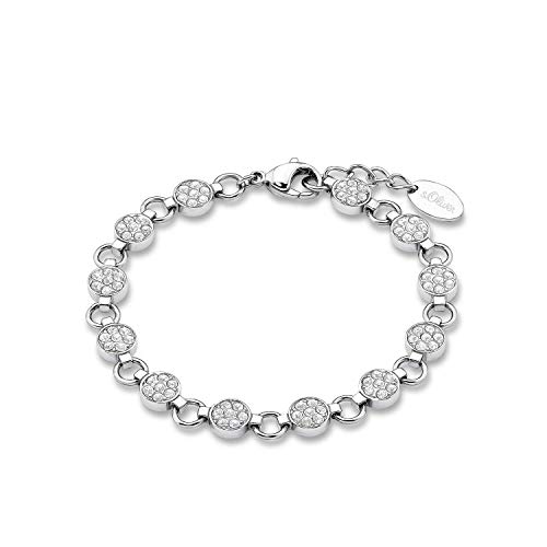 s.Oliver Damen Armband Edelstahl Kristall 18,5+3cm Silber in Geschenkbox 9078486