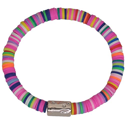 Holibanna Heishi Armbänder Polymer Clay Armband Regenbogen Perle Armband Boho Surfer Armbänder Afrikanische Vinyl Disc Armband für Strand Sommer