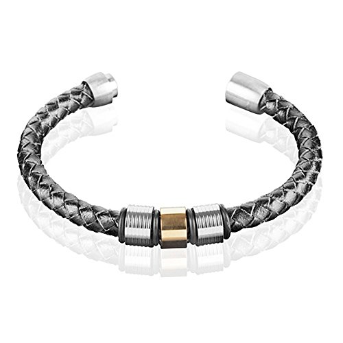 Mianova Leder Armband Armreif Geflochten Armband Armreif mit Magnetverschluss Leder Magnet Armband Armreif Silber Gold