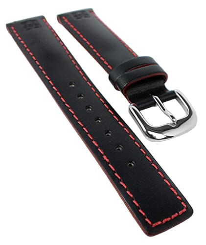 Bruno Banani Uhrenarmband 18mm aus Leder in schwarz mit Kontrastnaht CD3194