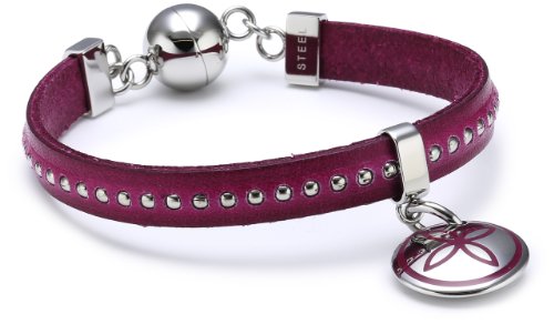 Esprit Damen Armband Edelstahl Leder 19 cm pink ESBR11435A190