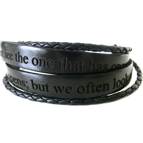 area17 Gravur Lederarmband schwarz mit geflochtener Schnur und Magnetverschluss -2-Fach gewickelt mit Wunsch Gravur