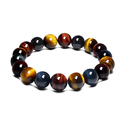 Chtom Armband Perlen, Tiger Eye Buddha Armbänder Naturstein Runde Perlen Elastizität Seil Männer Frauen Armband (Color : 8MM)