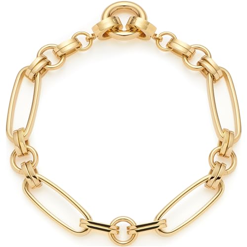 JEWELS BY LEONARDO Armband Clip & Mix Mathilde • Arm-Kette aus goldfarbenem Edelstahl • Verbindungs-Ring zum Anhängen von Charms • massive Kettenglieder • 18,5 cm Länge • Geschenk für Frauen • 024267