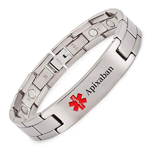 Armband für Herren, Titan, medizinisch, personalisierbar, 22 cm / 13 mm, Apixaban