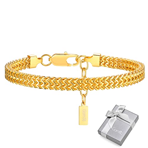 Gamtic Armband Herren Silber Edelstahl: Armbänder Armkette Schwarz Gold mit Schmuckbox für Männer (Gold)