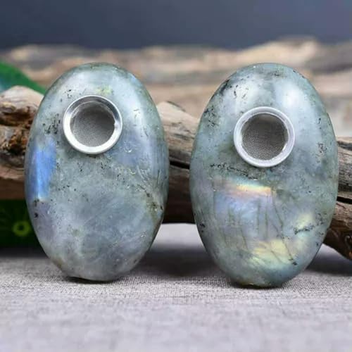 Natürlicher Bergkristall-Spitzstab, Räucherstein, Obelisk – Nr. 14 – Labradorit-Mondstein