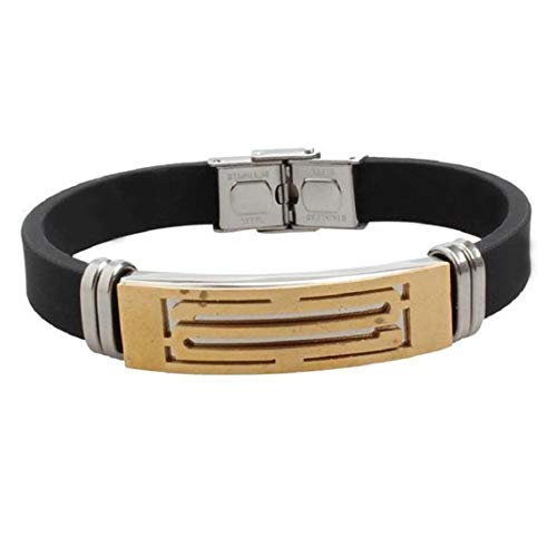 ICHQ Armband, 1x Herren Armband Mode Einfache Art Titan Stahl Silikon Armbänder Schmuck Schwarz Bracelet Zubehör Geschenk 20 x 1 cm (A)