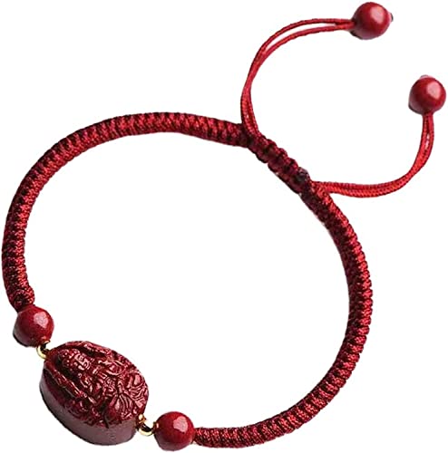 Perlen, Schutzarmbänder for Männer und Frauen, natürlicher Zinnober-Buddha, rote Schnur, geflochten, Feng Shui, Reichtum, spirituelle Heilung, Amulett, Spirituosen for allgemeines Wohlbefinden, Chakra