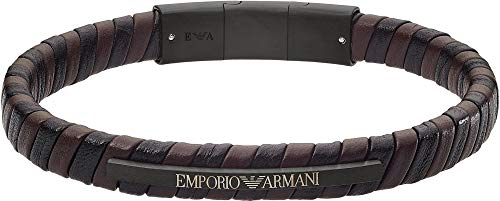 EMPORIO ARMANI Leder Herren-Armband Schwarz/Braun EGS2717001
