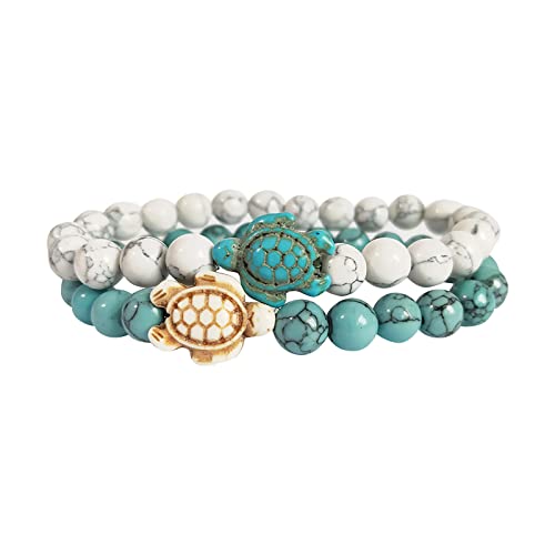 Armband Damen Böhmischen Stil Schmuck Schildkröte Türkis Anhänger Armband Perlen Armreif Freundschaftsbänder Für Kinder (C, One Size)