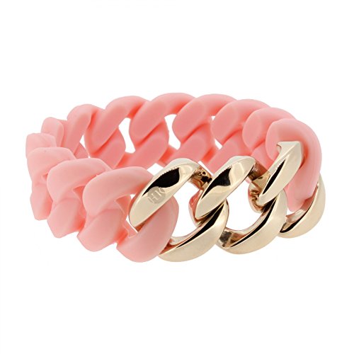 Hanse-Klunker Armband Damen ORIGINAL Silikon Lachs, Edelstahl Rosegold Frauen Mädchen Größe 19-20 cm inkl. Schmuck-Geschenk-Box