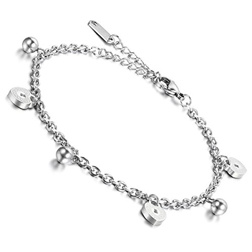 OIDEA Damen Armband Herz Edelstahl: Armkette Fußkette Liebe Glöckchen Armreif Fußkettchen Handgelenk Armschmuck Geschenk für Frauen Mädchen Geburtstag Frauentag Muttertag Silber